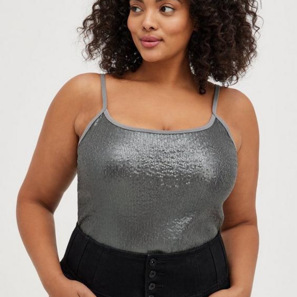 Torrid Size 0 Silver Grey Sequin Front Foxy Cami